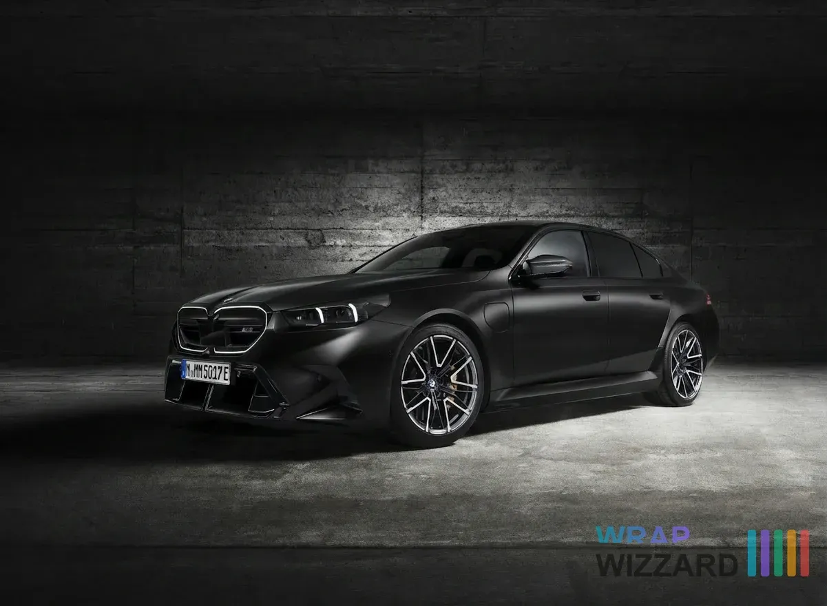 Matte Black Vinyl Wrap on BMW 5 Series