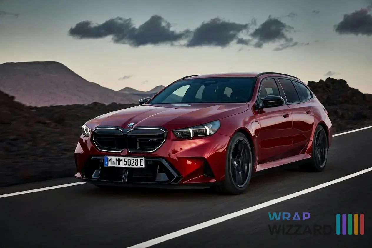 Gloss Red Vinyl Wrap on BMW 5 Series