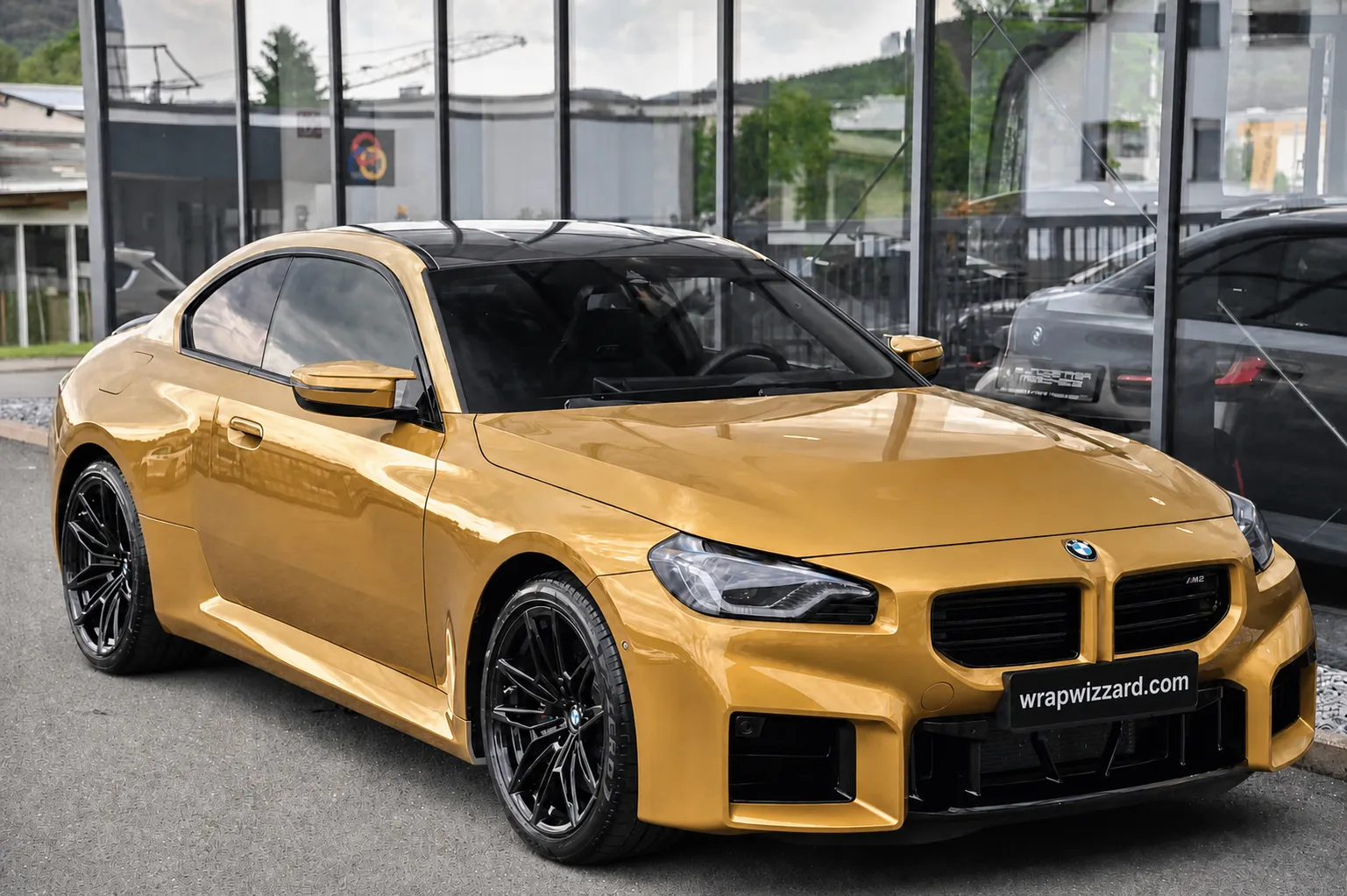 Gloss Gold vinyl wrap on BMW M2