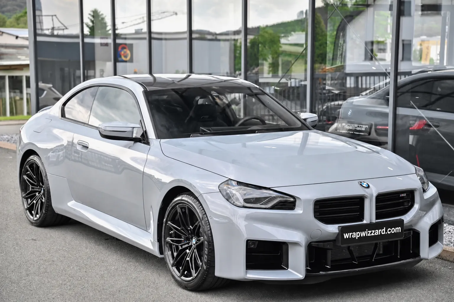 Matte Nardo Grey vinyl wrap on BMW M2