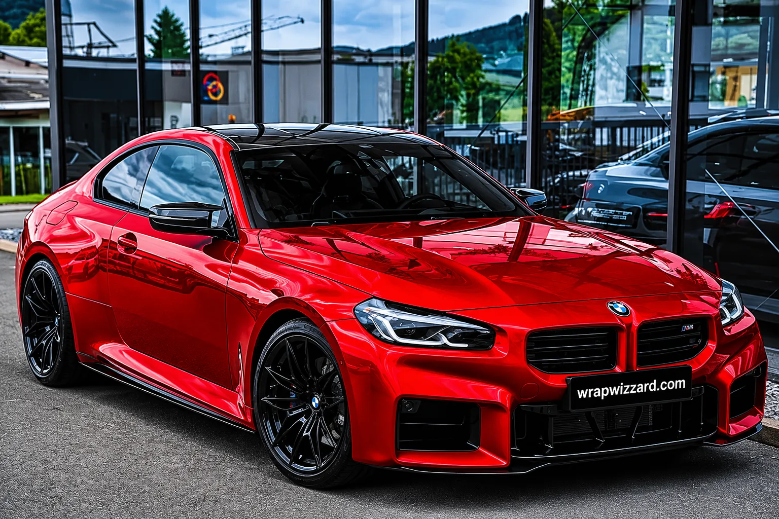 Gloss Red vinyl wrap on BMW M2