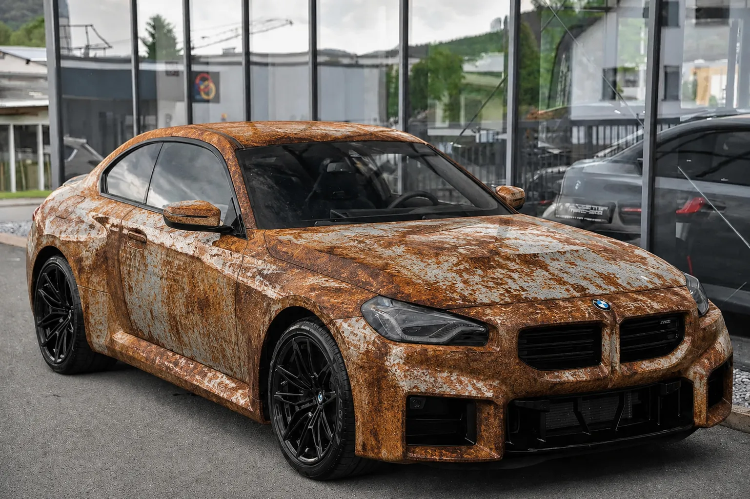 Custom Rust Patina vinyl wrap on BMW M2