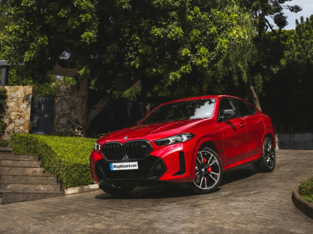 Gloss Red vinyl wrap on BMW X6