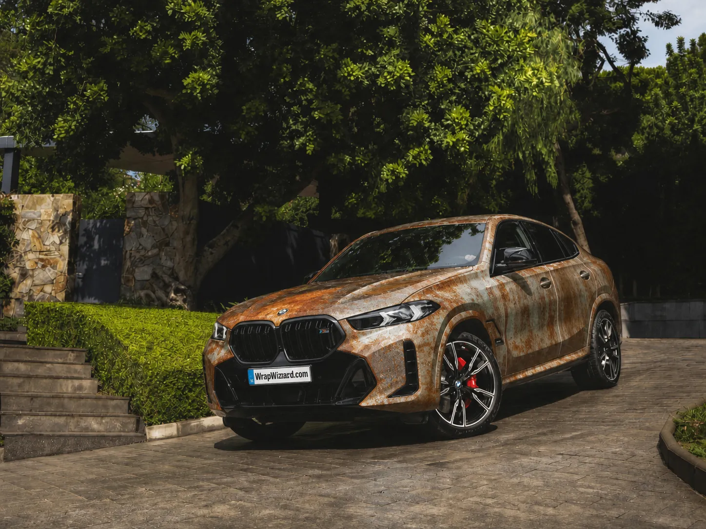 Custom Rust Patina vinyl wrap on BMW X6