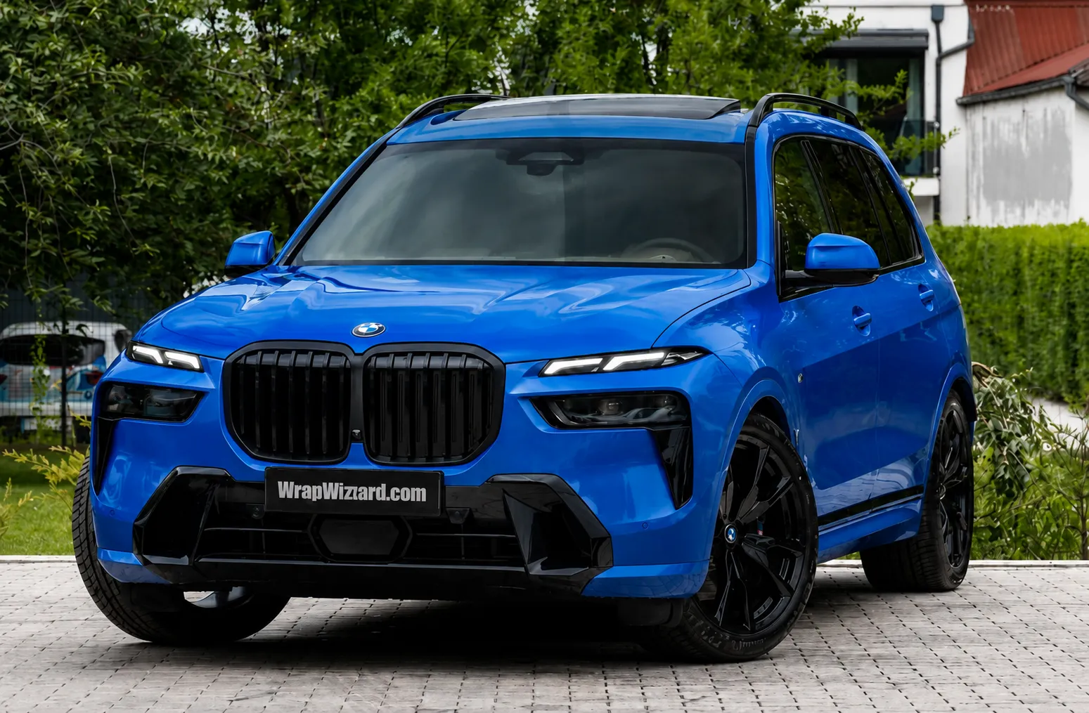 Gloss Blue vinyl wrap on BMW X7