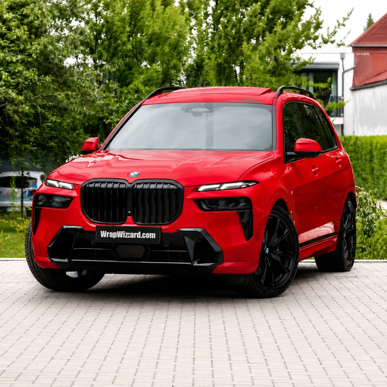 Gloss Red vinyl wrap on BMW X7