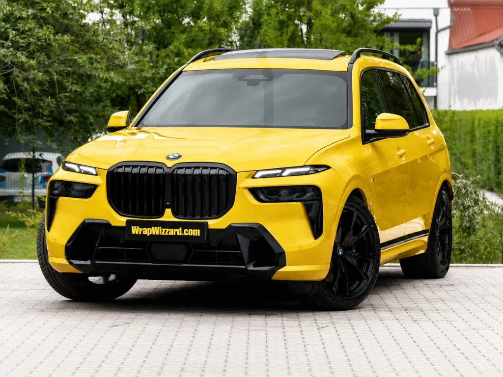 Gloss Yellow vinyl wrap on BMW X7