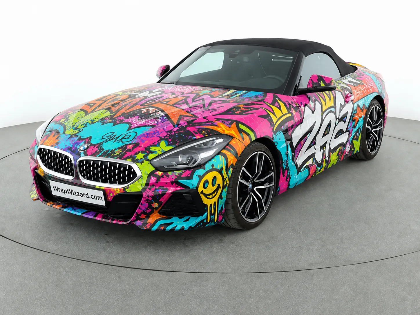 Custom Graffiti vinyl wrap on BMW Z4
