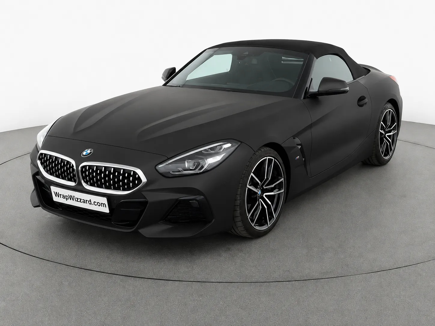 BMW Z4 in matte black vinyl wrap