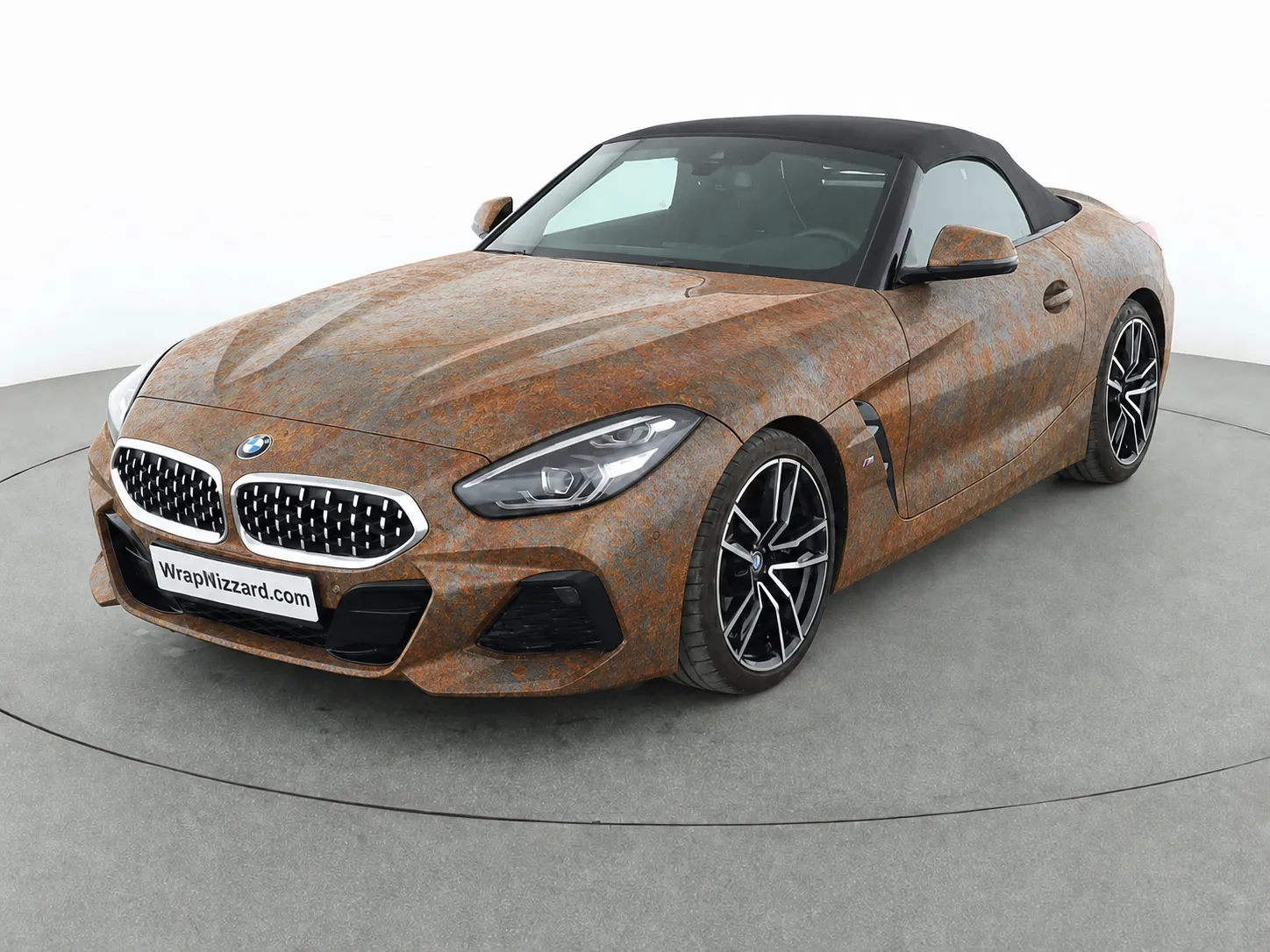 Custom Rust Patina vinyl wrap on BMW Z4