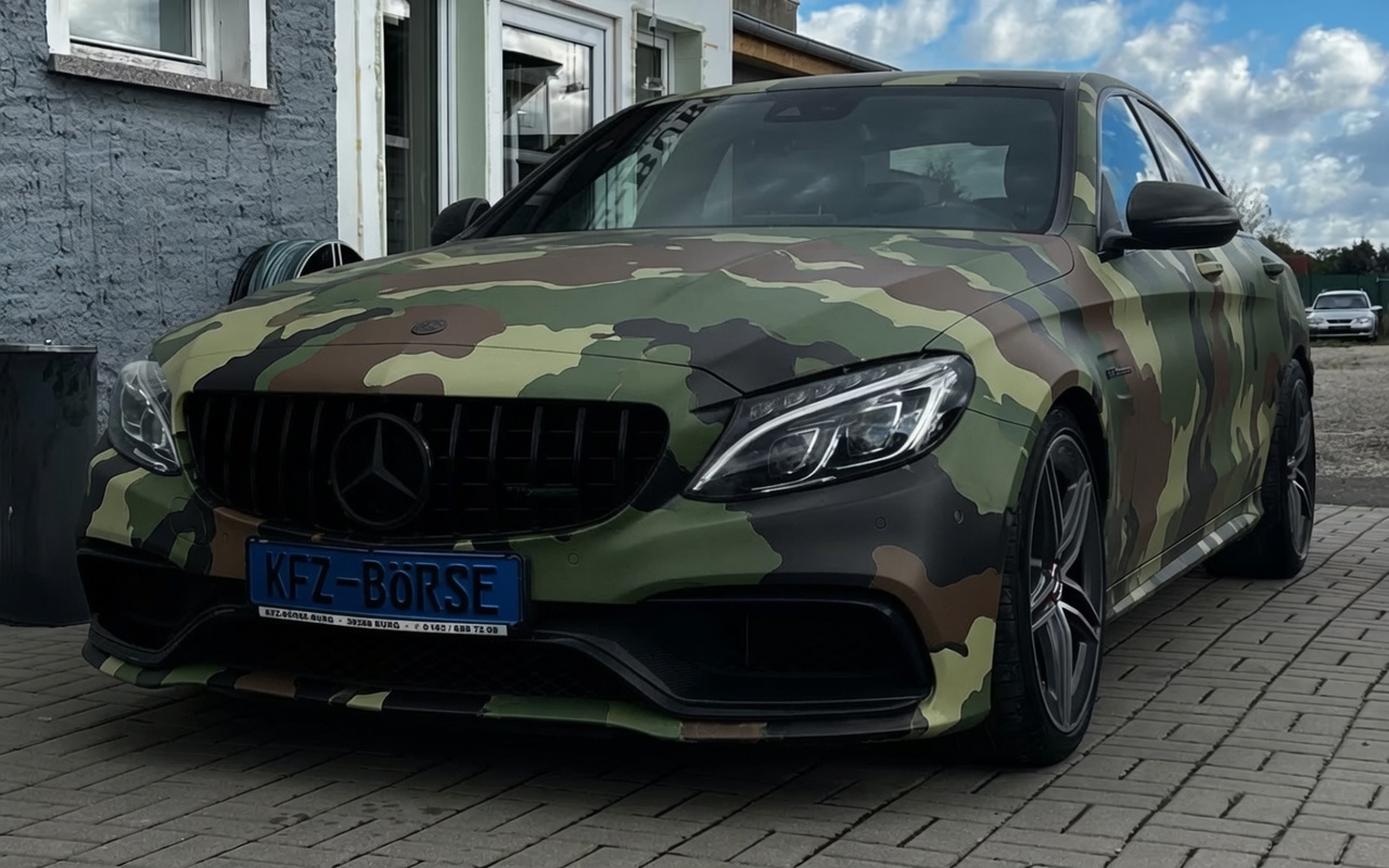 Pattern Camo vinyl wrap on Mercedes-Benz C-Class