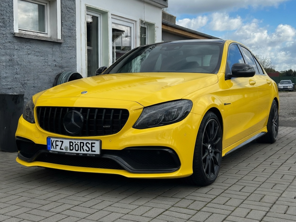 Gloss Yellow vinyl wrap on Mercedes-Benz C-Class