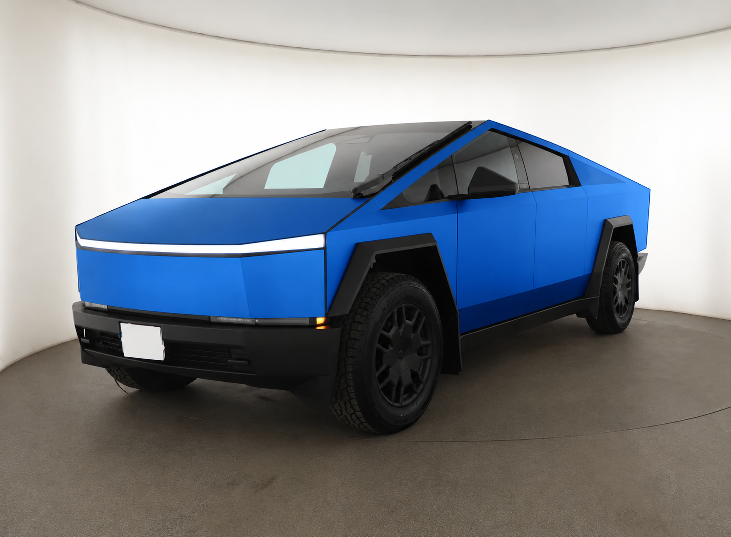 Gloss Blue vinyl wrap on Tesla Cybertruck