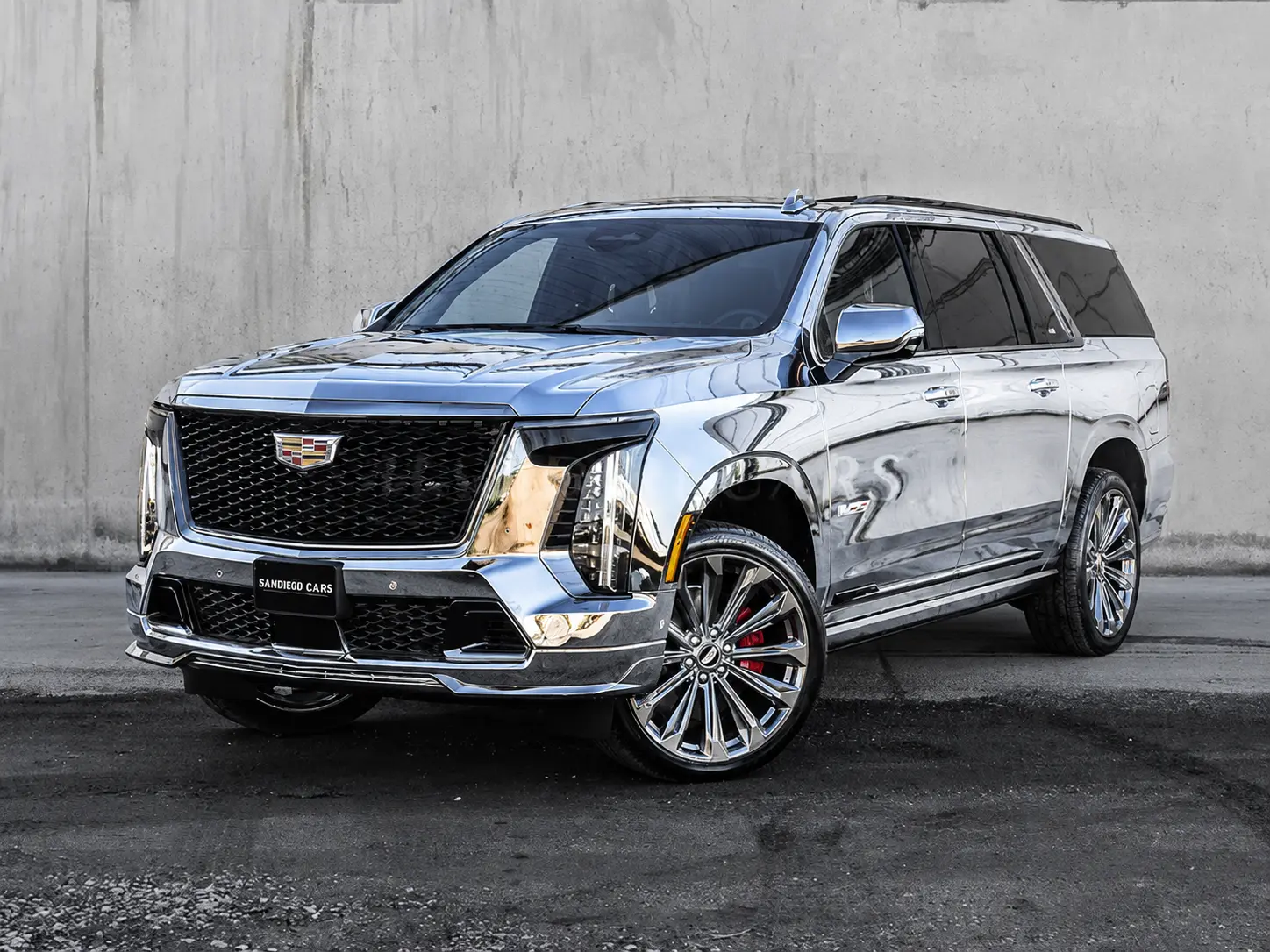 Liquid Chrome vinyl wrap on Cadillac Escalade