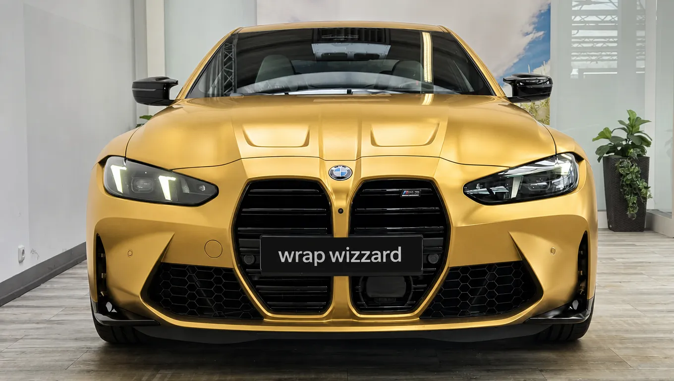 Gloss Gold vinyl wrap on BMW M4