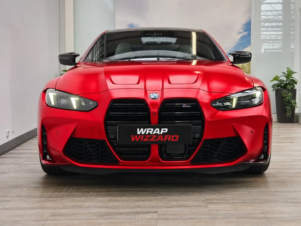 Gloss Red vinyl wrap on BMW M4