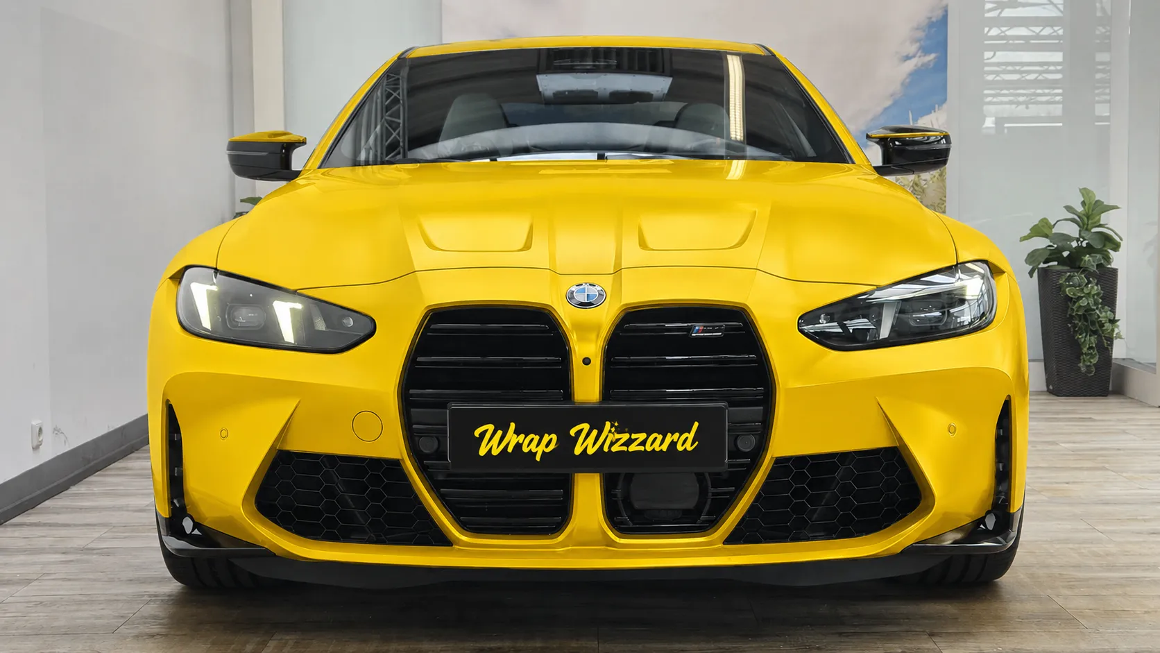 Gloss Yellow vinyl wrap on BMW M4