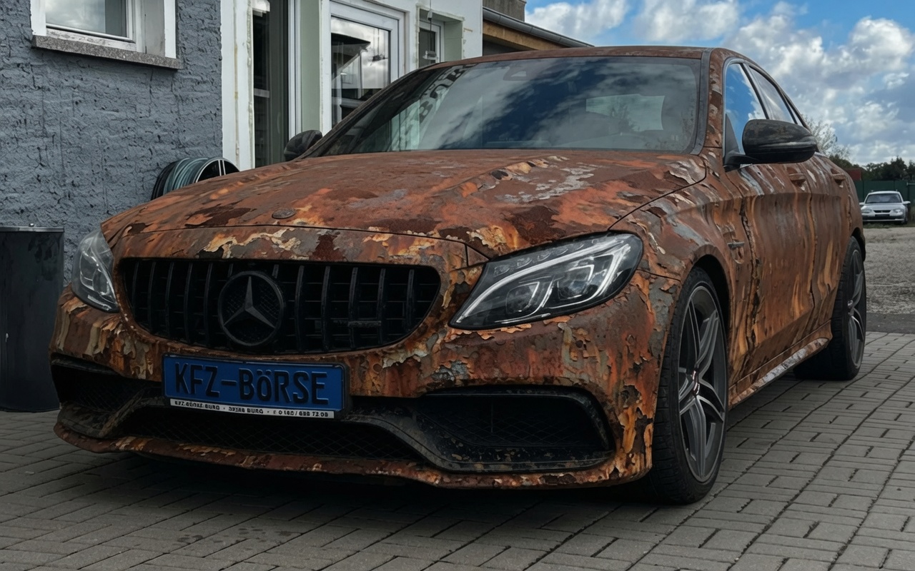 Rust Patina vinyl wrap on Mercedes-Benz C-Class