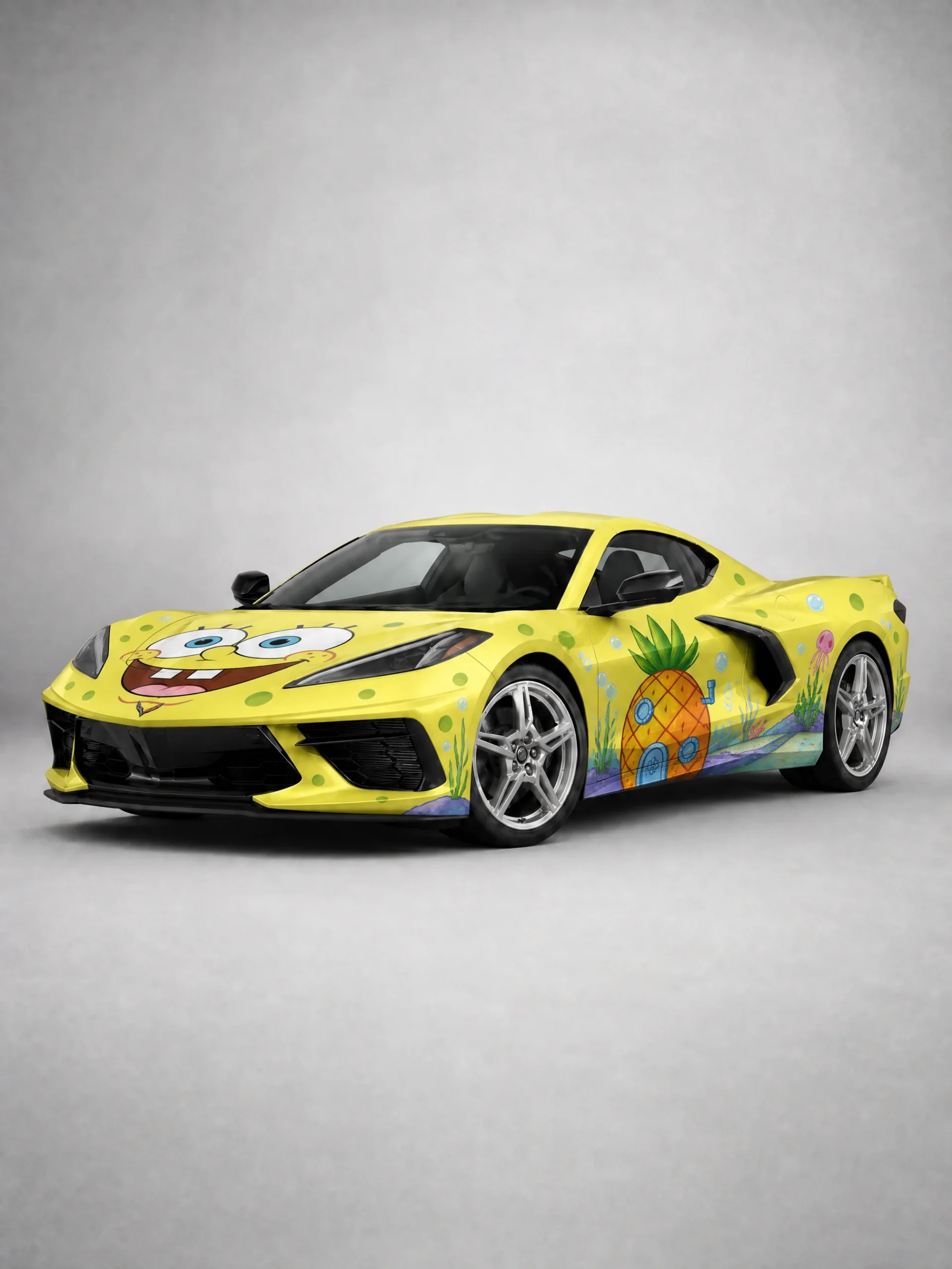 Corvette C8 in classic SpongeBob full wrap