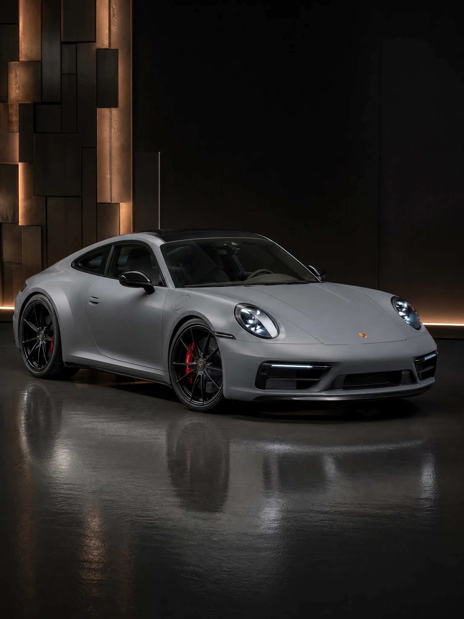 Porsche 911 in a satin nardo-grey wrap