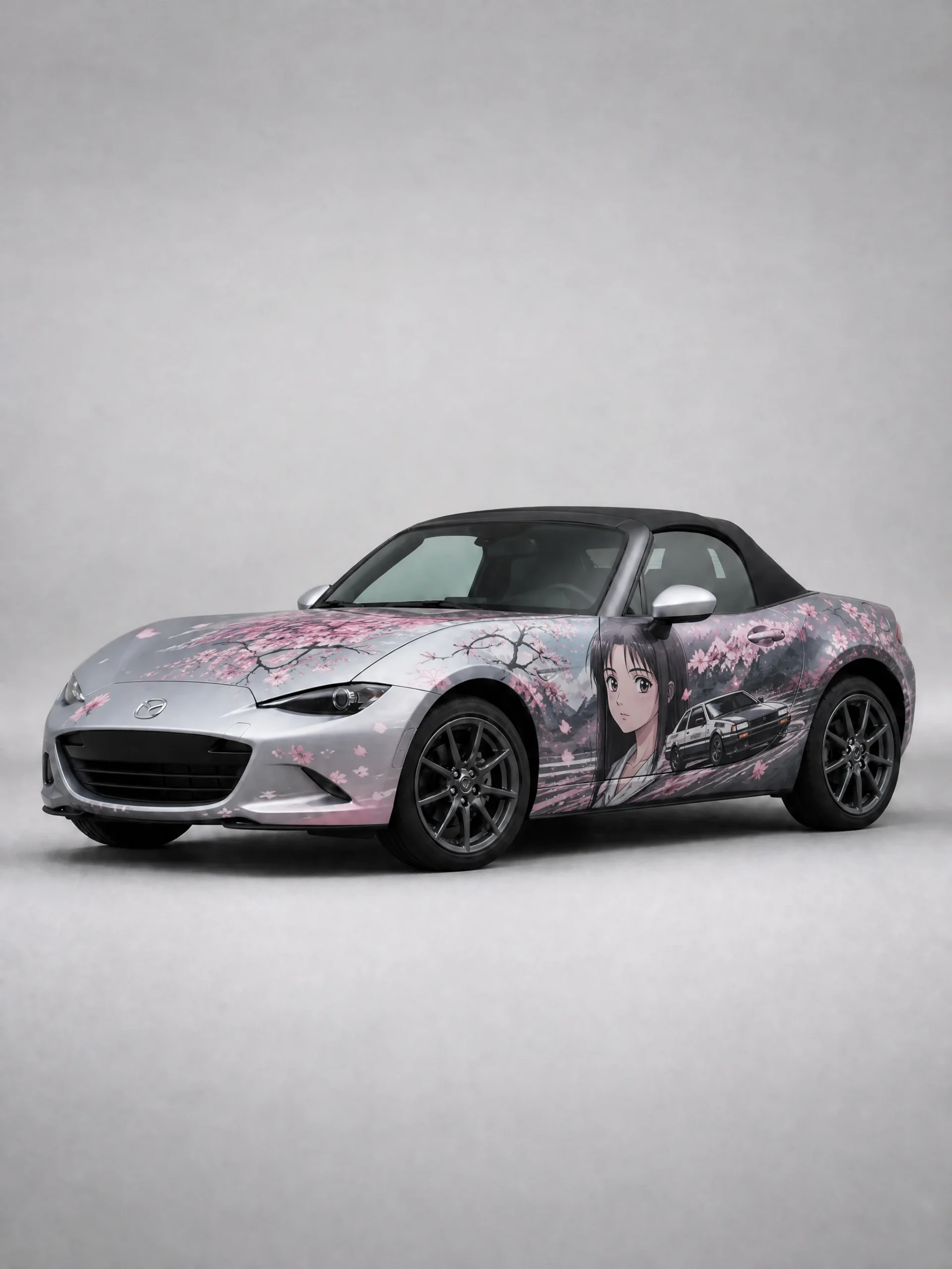 Mazda Miata in anime itasha wrap